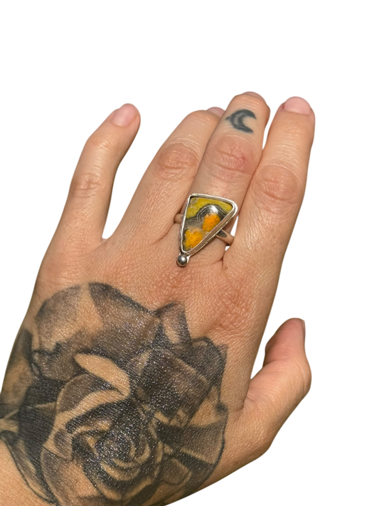 Bumblebee Jasper .925 Sterling Silver Ring Size 9.5