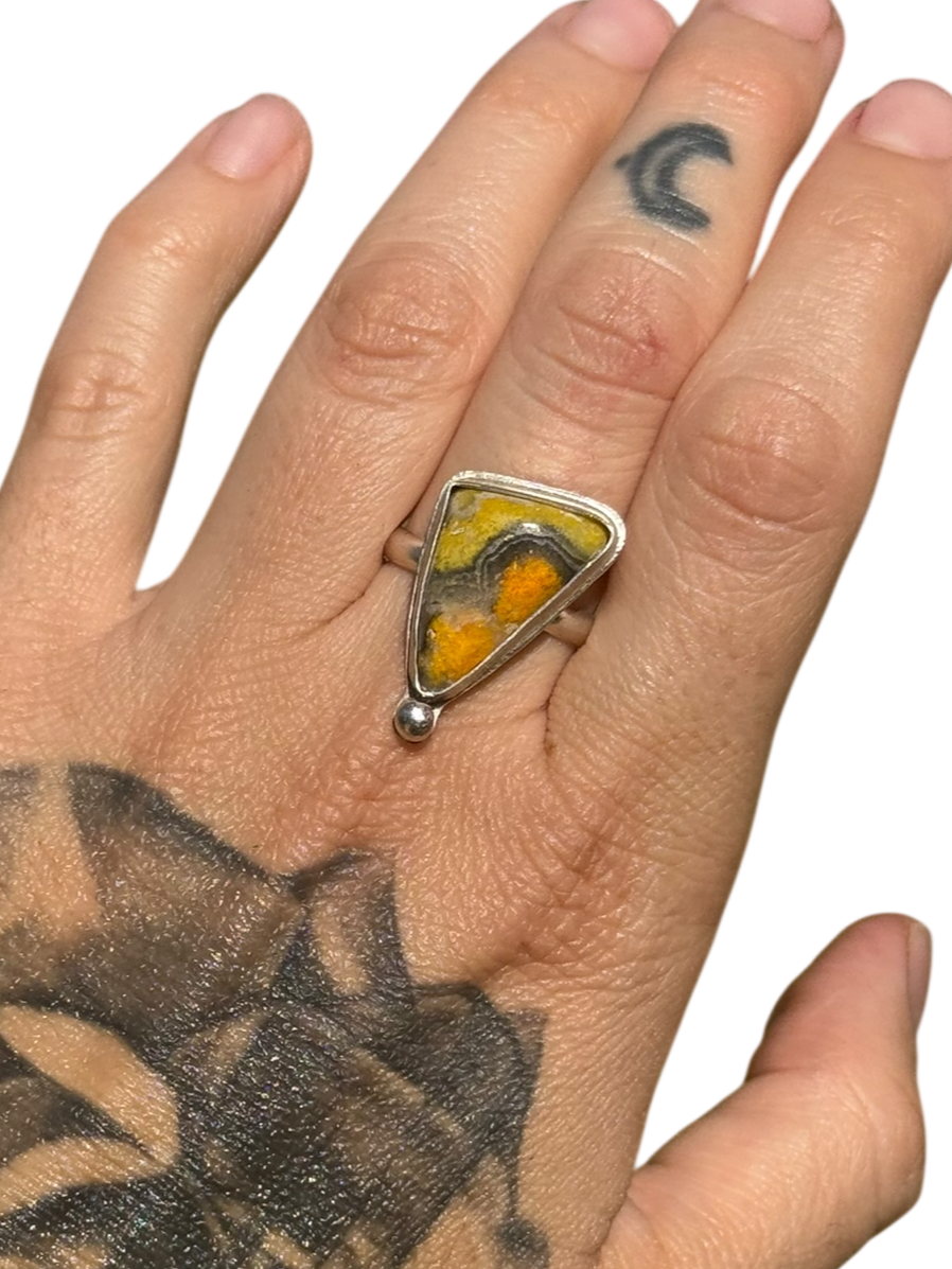 Bumblebee Jasper .925 Sterling Silver Ring Size 9.5