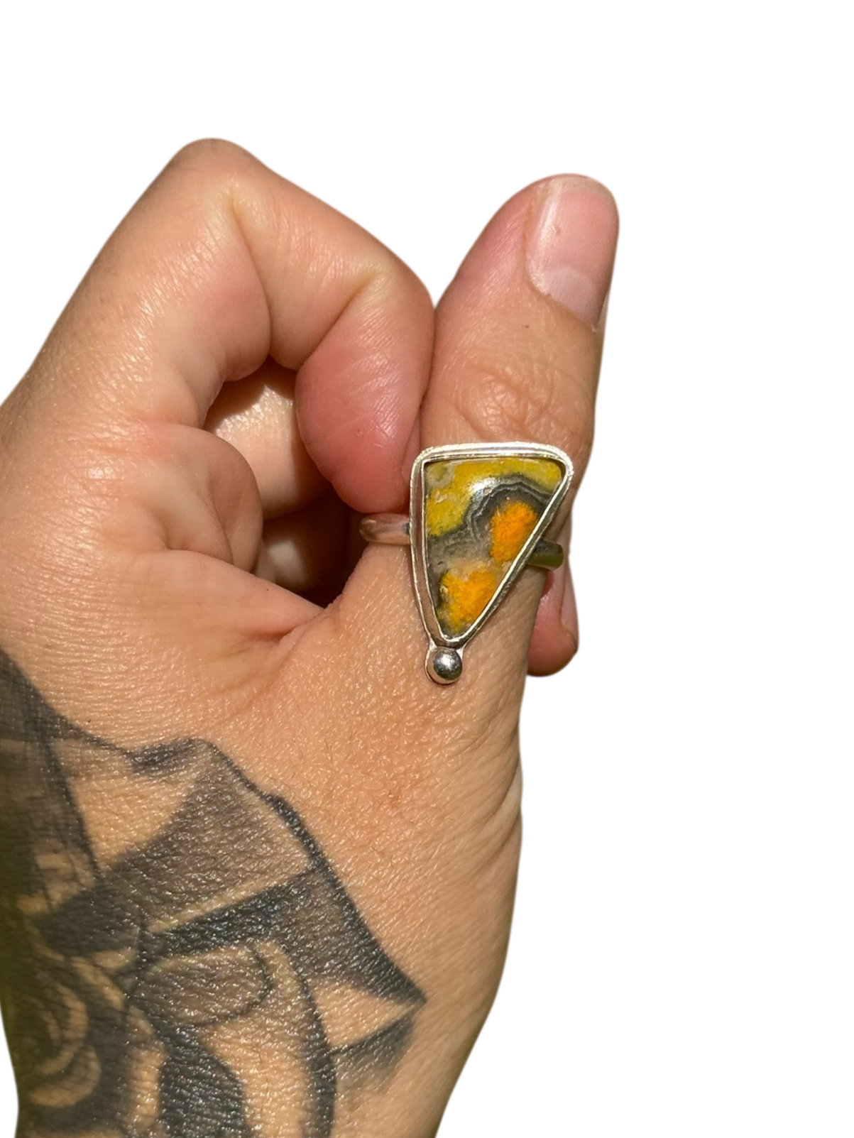 Bumblebee Jasper .925 Sterling Silver Ring Size 9.5
