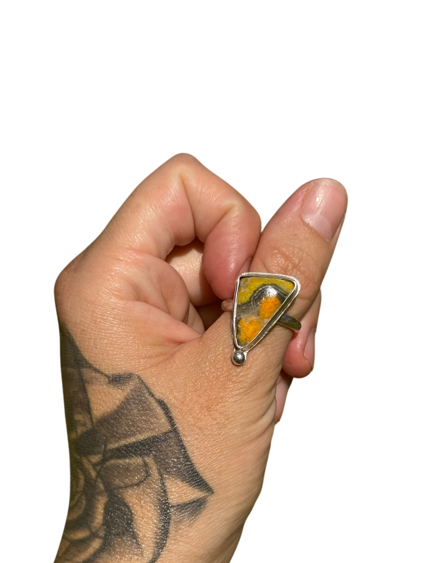 Bumblebee Jasper .925 Sterling Silver Ring Size 9.5