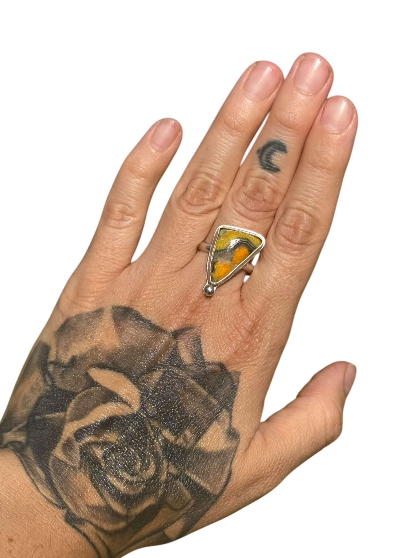 Bumblebee Jasper .925 Sterling Silver Ring Size 9.5