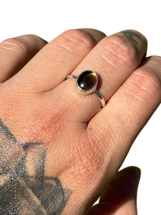 Smoky Quartz .925 Sterling Silver Ring Size 8