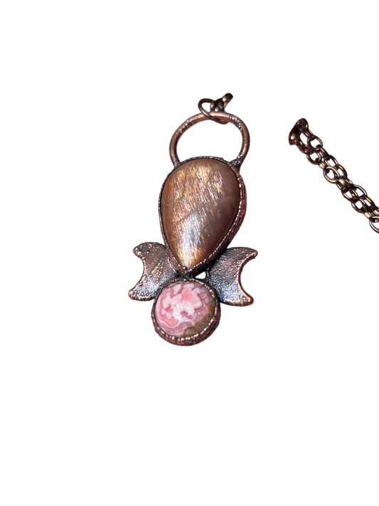 Sunstone + Rhodochrosite Necklace