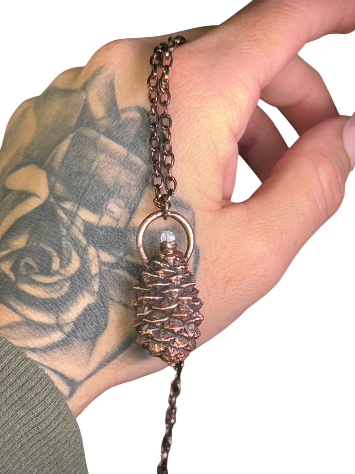 Foraged Pinecone + Topaz Necklace