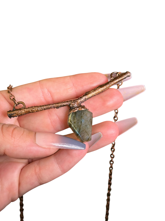 Labradorite + Preserved Branch Necklace