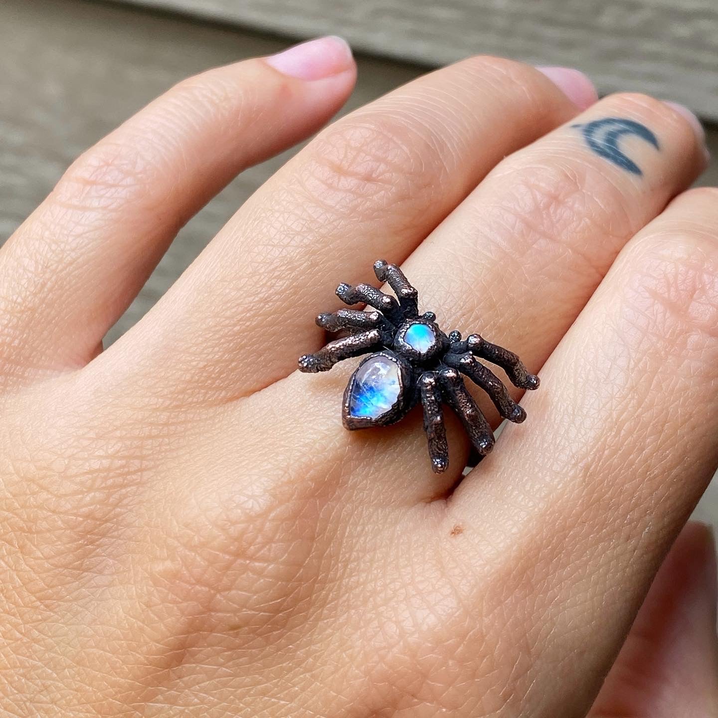 Moonstone Spider Ring