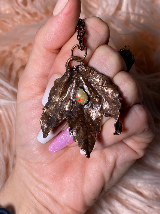 Opal Leaf Necklace