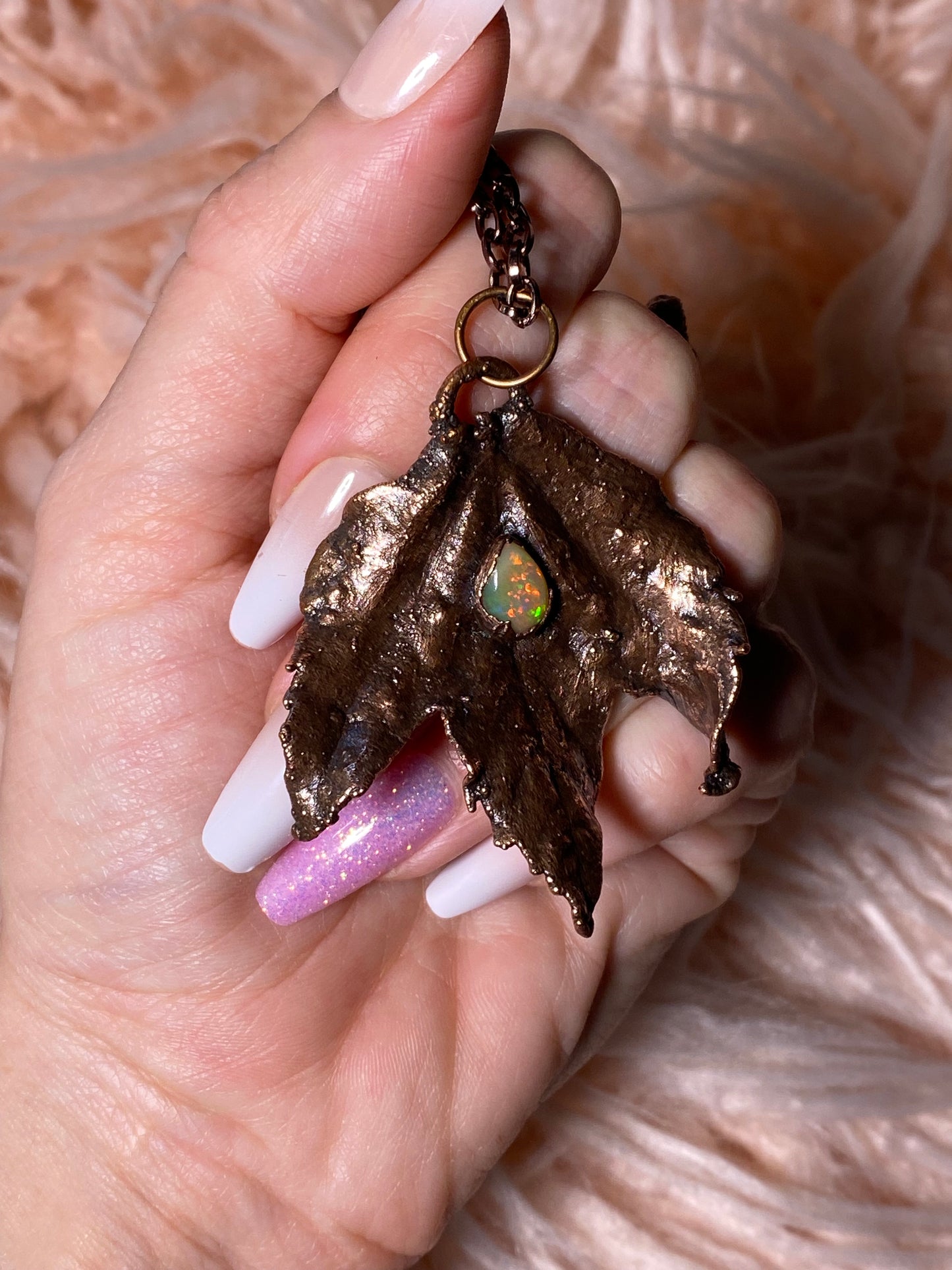 Opal Leaf Necklace