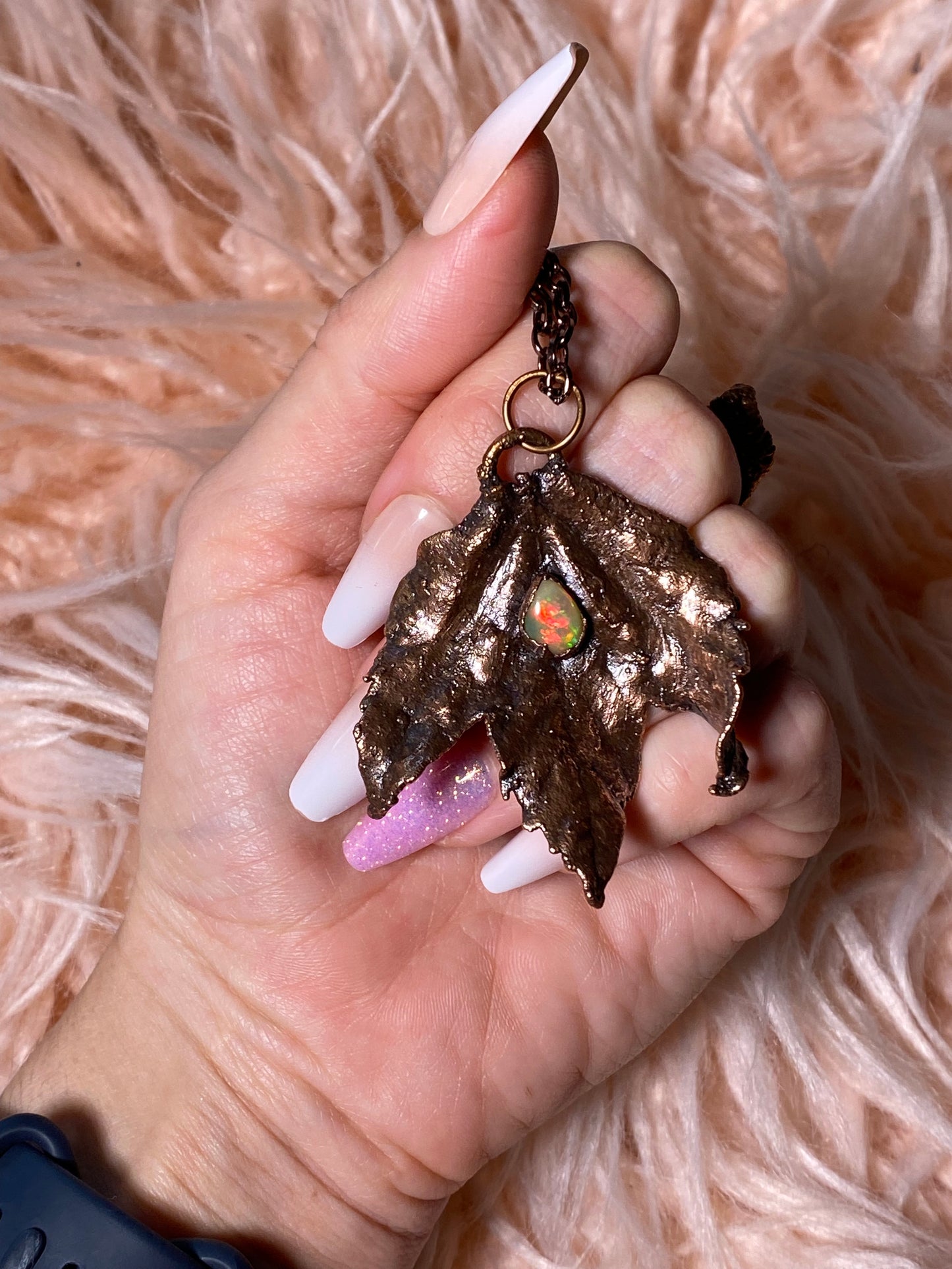Opal Leaf Necklace