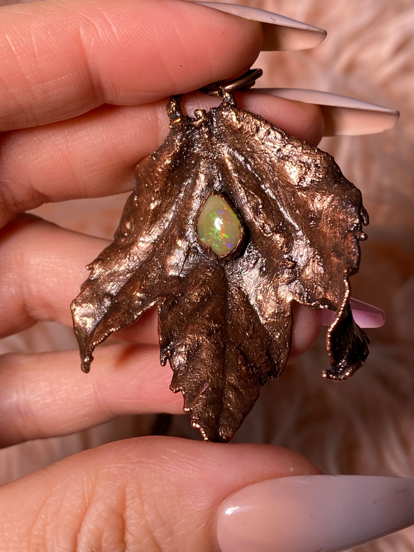 Opal Leaf Necklace