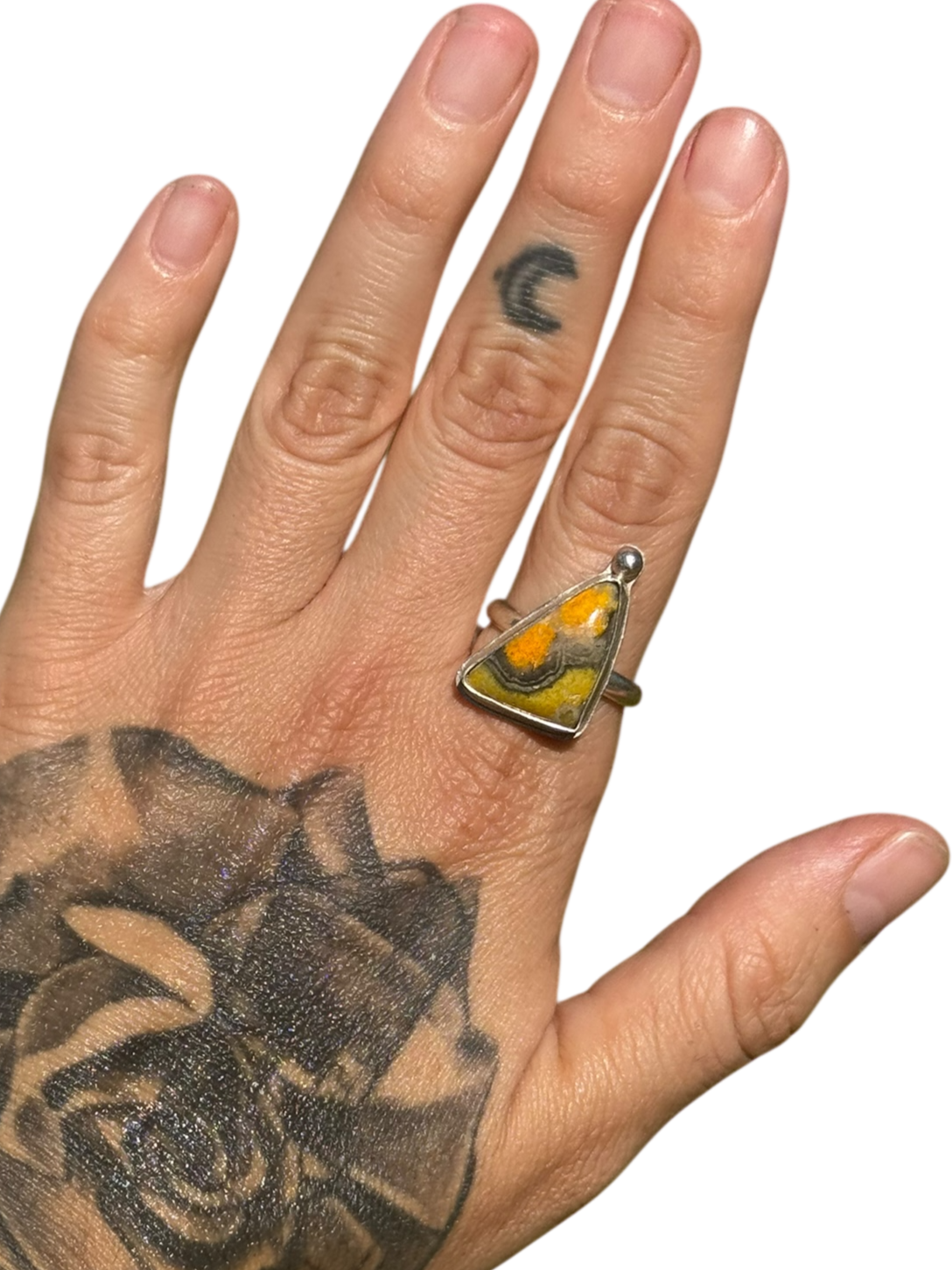 Bumblebee Jasper .925 Sterling Silver Ring Size 9.5