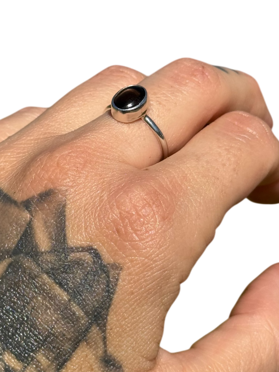 Smoky Quartz .925 Sterling Silver Ring Size 8