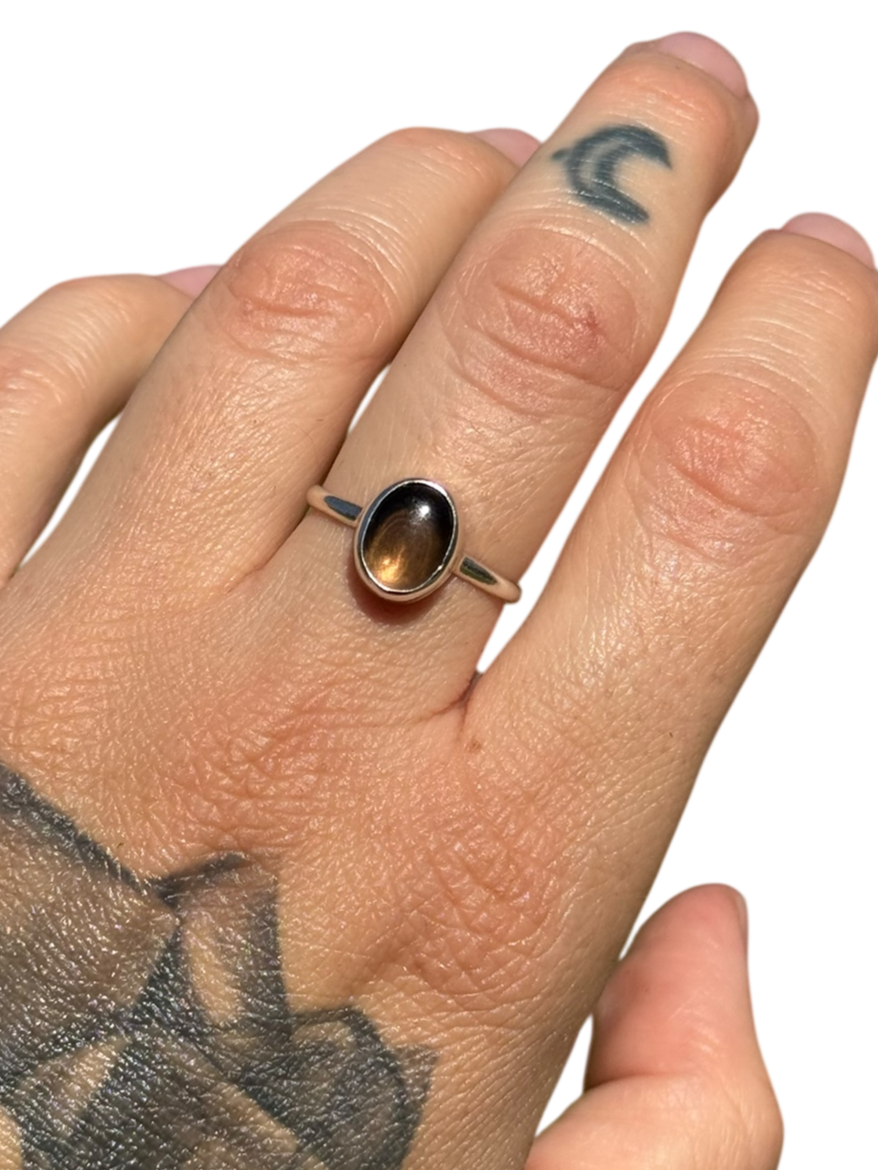 Smoky Quartz .925 Sterling Silver Ring Size 8