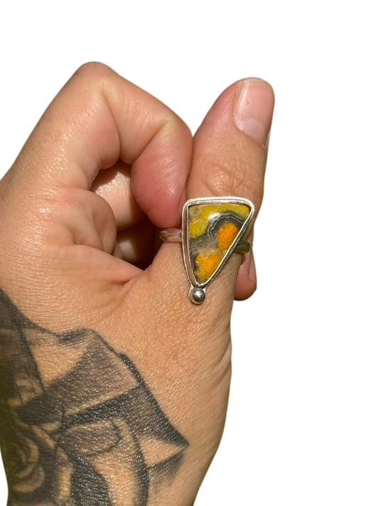 Bumblebee Jasper .925 Sterling Silver Ring Size 9.5