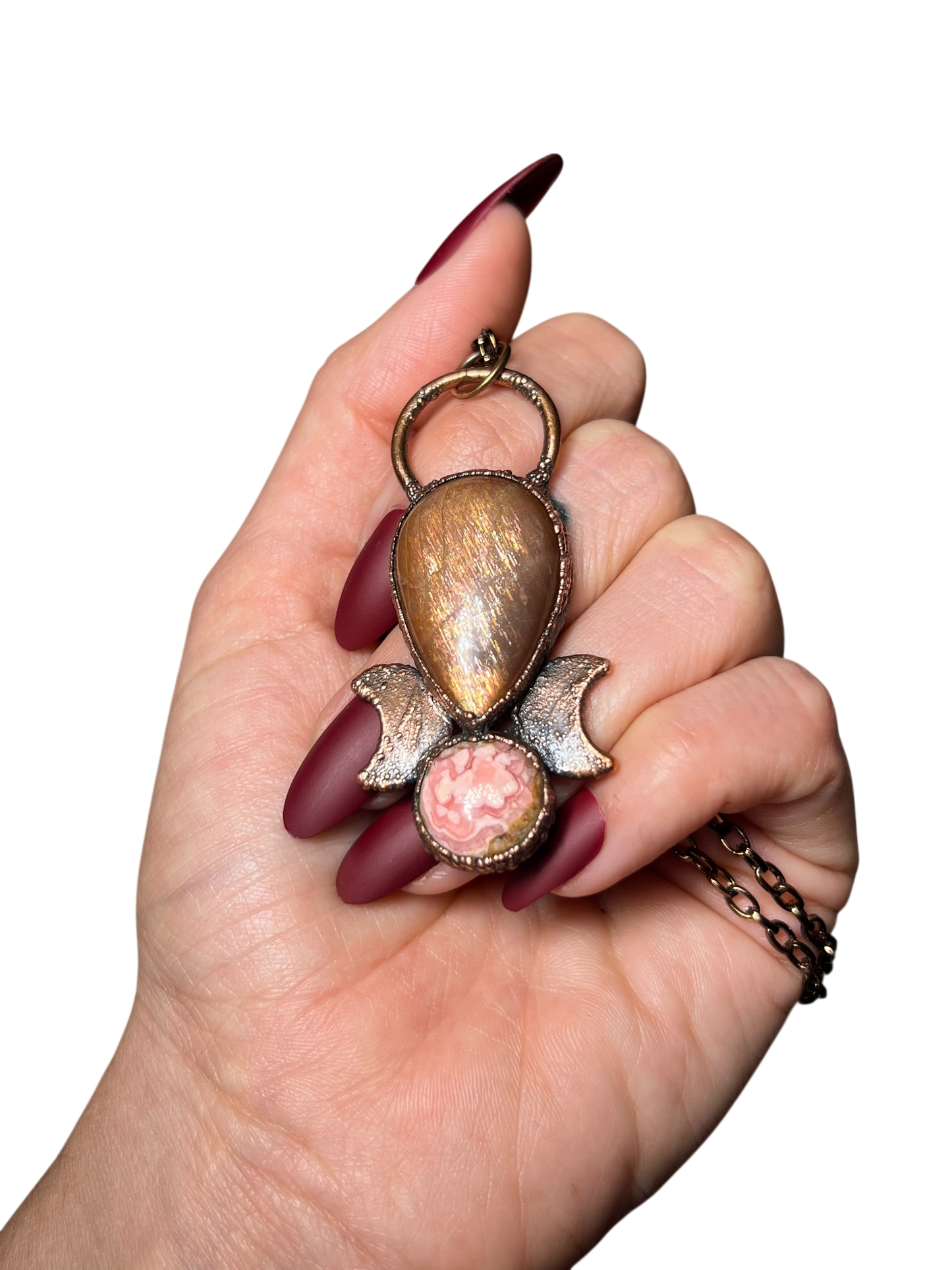 Sunstone + Rhodochrosite Necklace