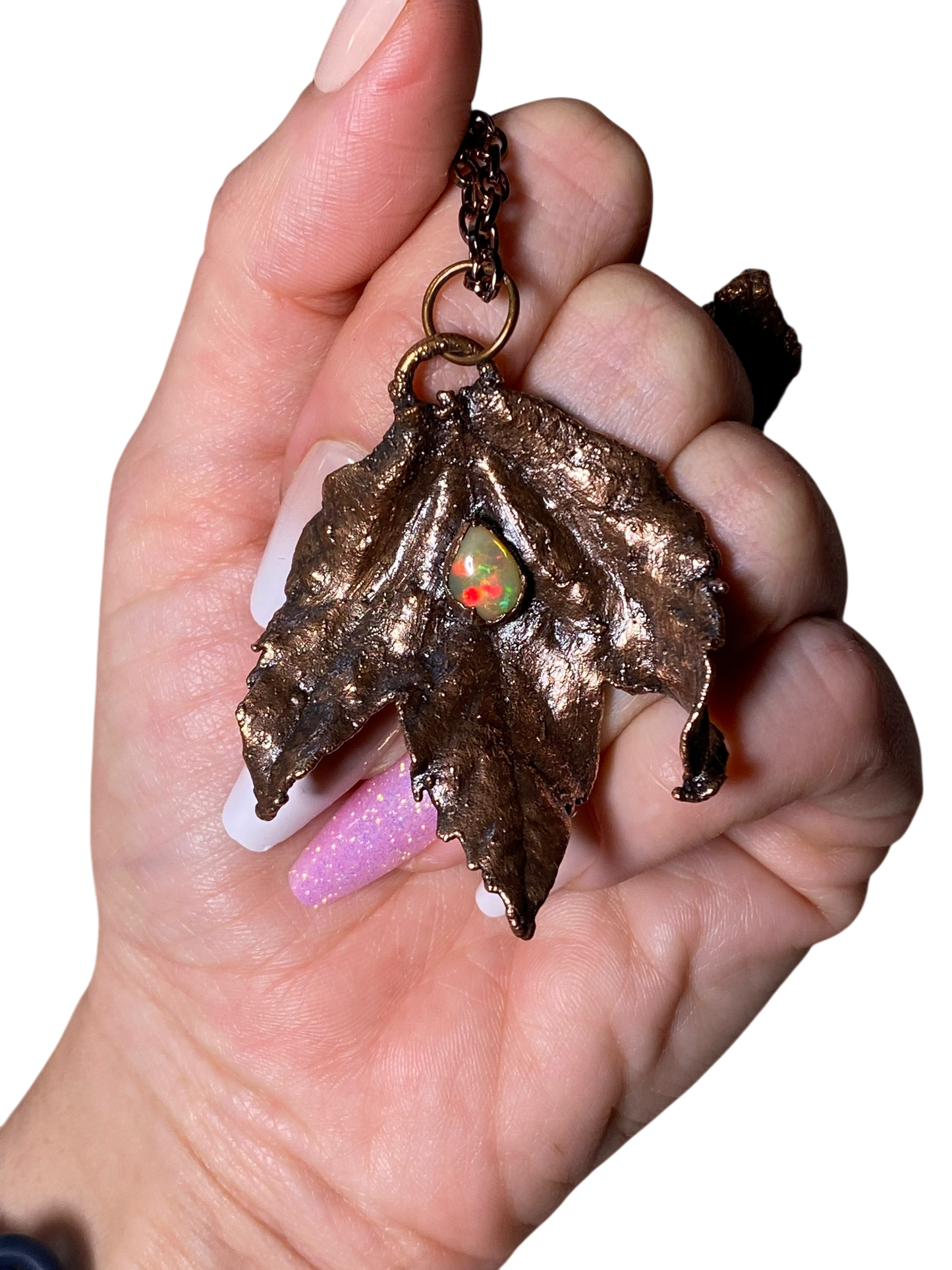 Opal Leaf Necklace