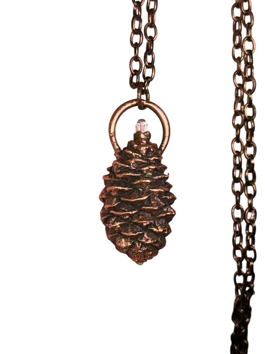 Foraged Pinecone + Topaz Necklace