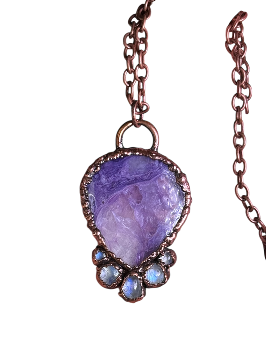 Charoite + Moonstone Necklace